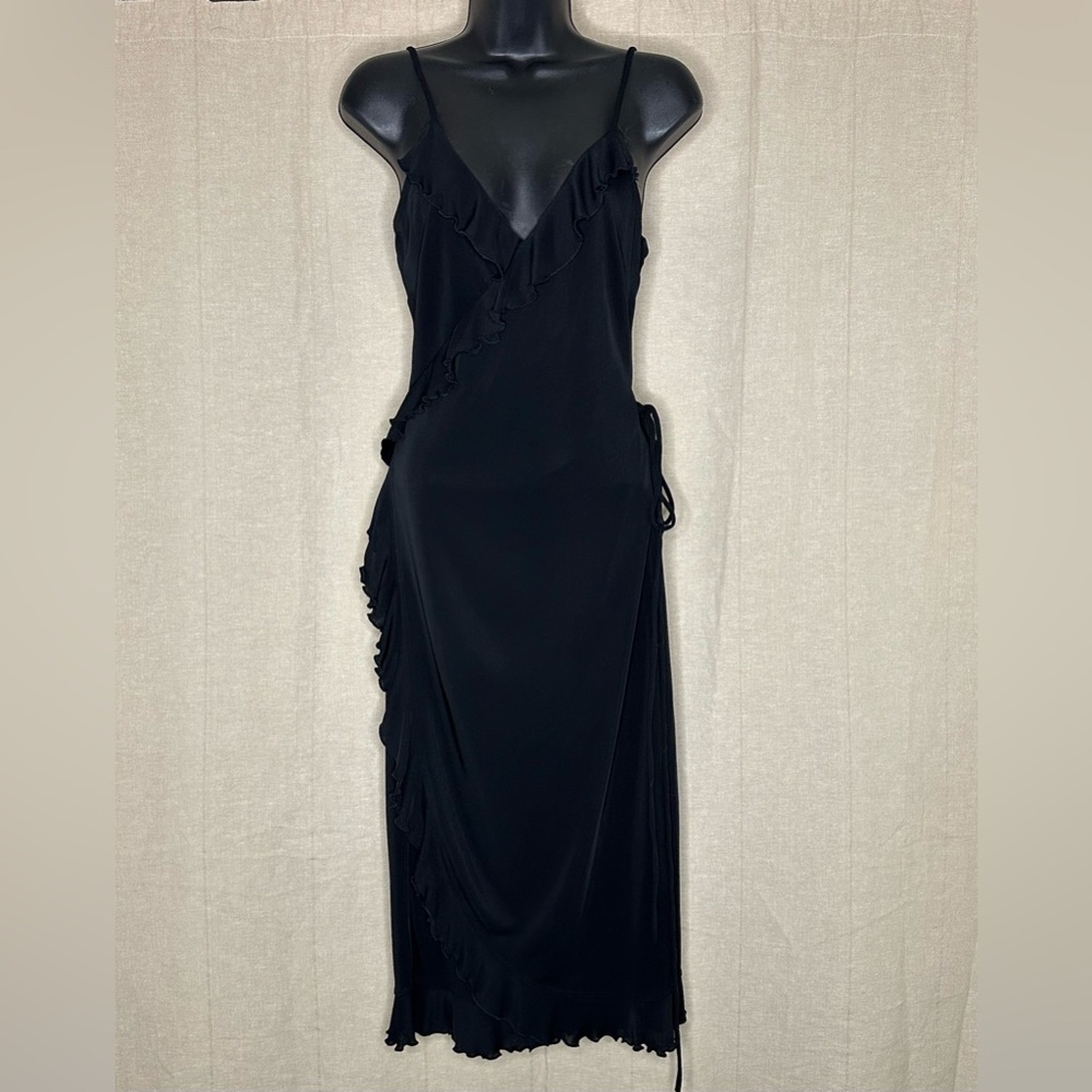 Black Ruffle Slip Dress - Bisou Bisou